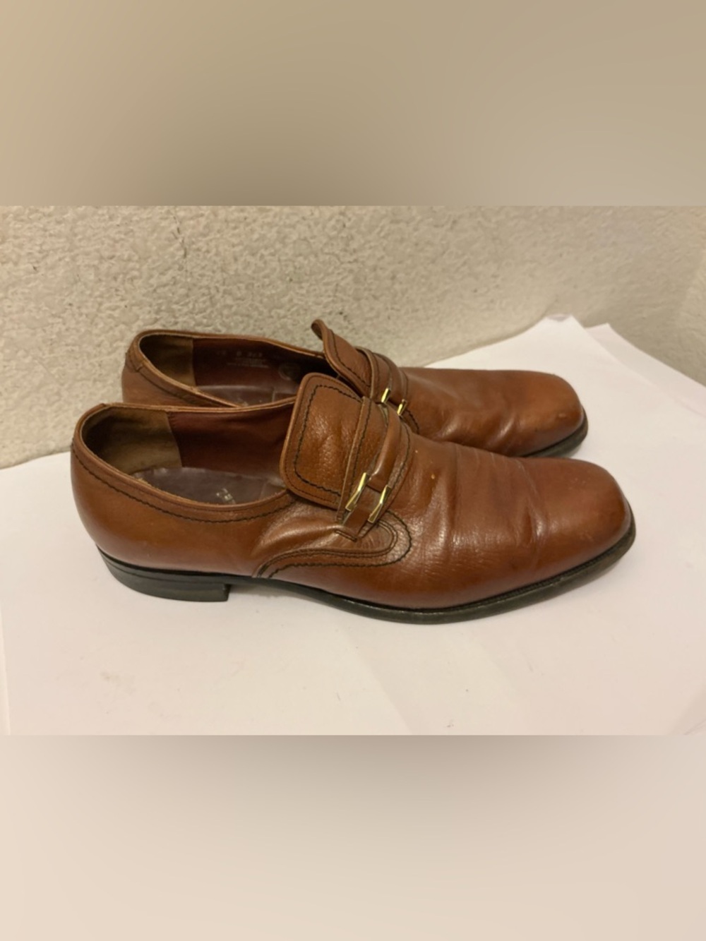 Vintage Mason shoe velvet horse bit Men's Brown Leather Slip-On Dress Shoes 12 B